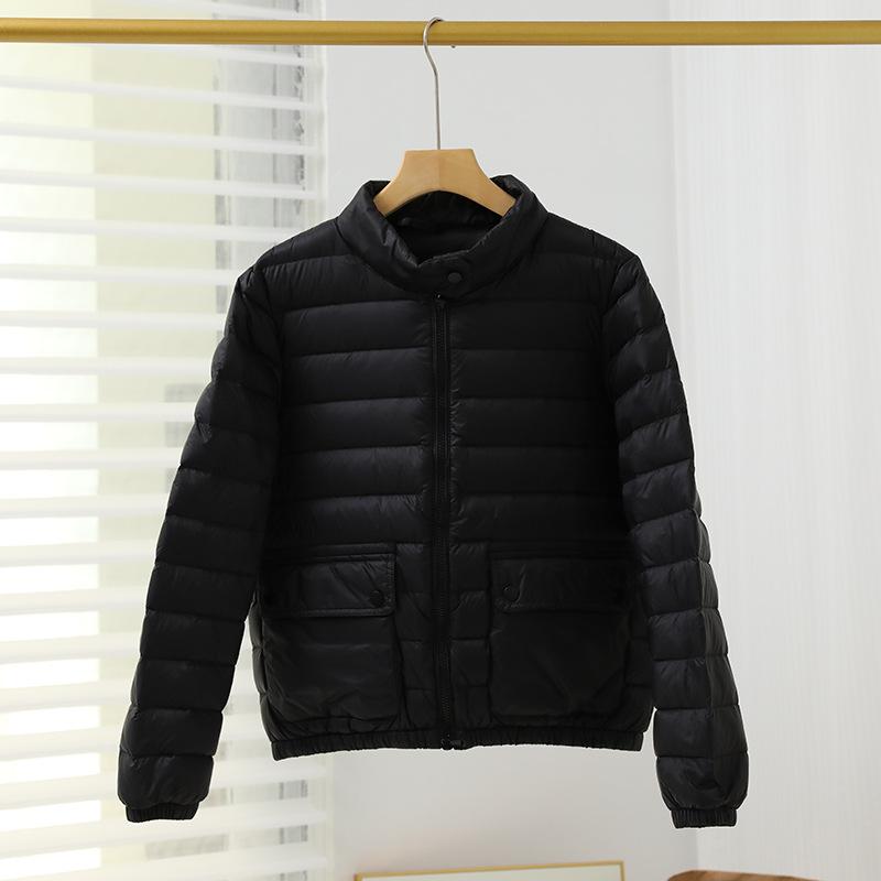 Lightweight down jacket for women, short slimming stand-collar white duck down winter new petite jacket