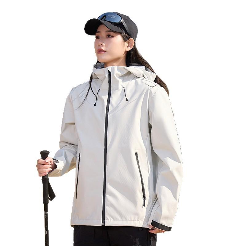 Unisex Waterproof Windproof Hiking Jacket With Hood Breathable Quick-Dry Outdoor Sport Coat Running Climbing