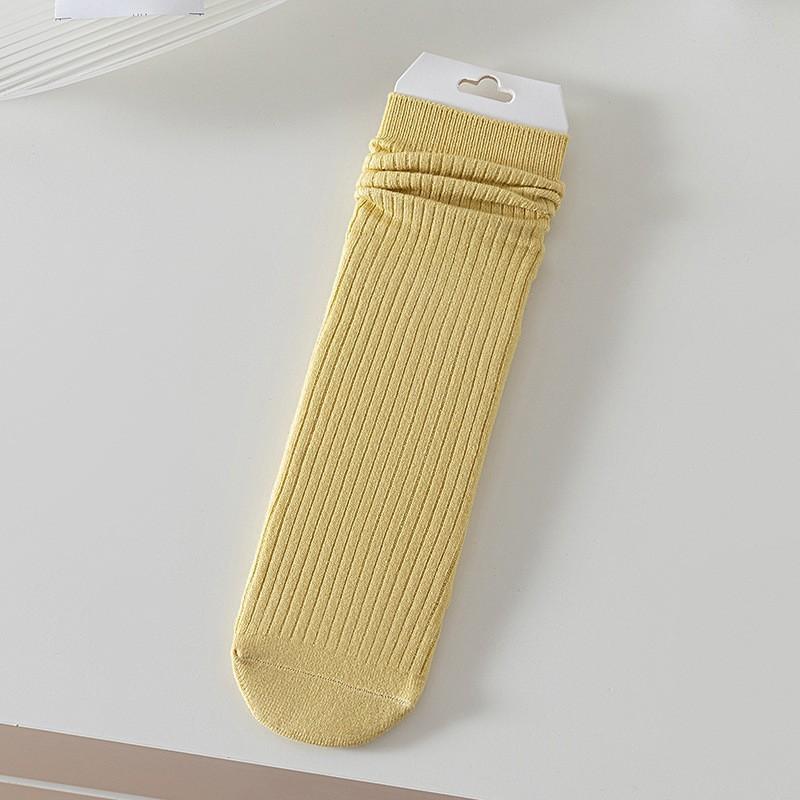 Wool Socks Children'S Stacking Socks Season Thickened Warm Solid Color Retro Versatile Sweat-Absorbing Deodorant Medium Tube Socks