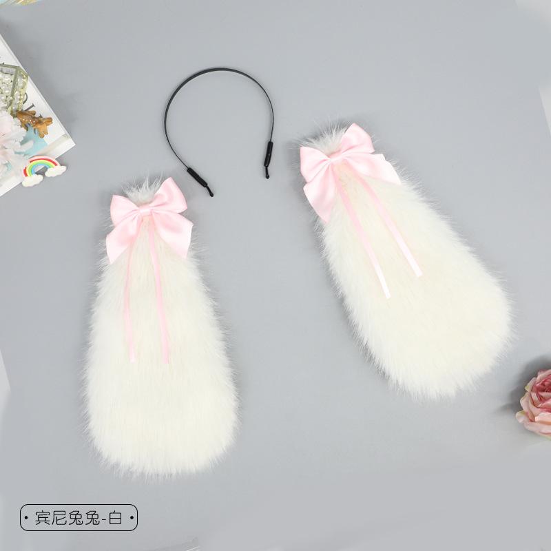 

Schoolgirl Lolita Accessories Cute Bow Big Rabbit Ears Plush Drop Ears Headband KC Everyday Dress Up Internet celebrity