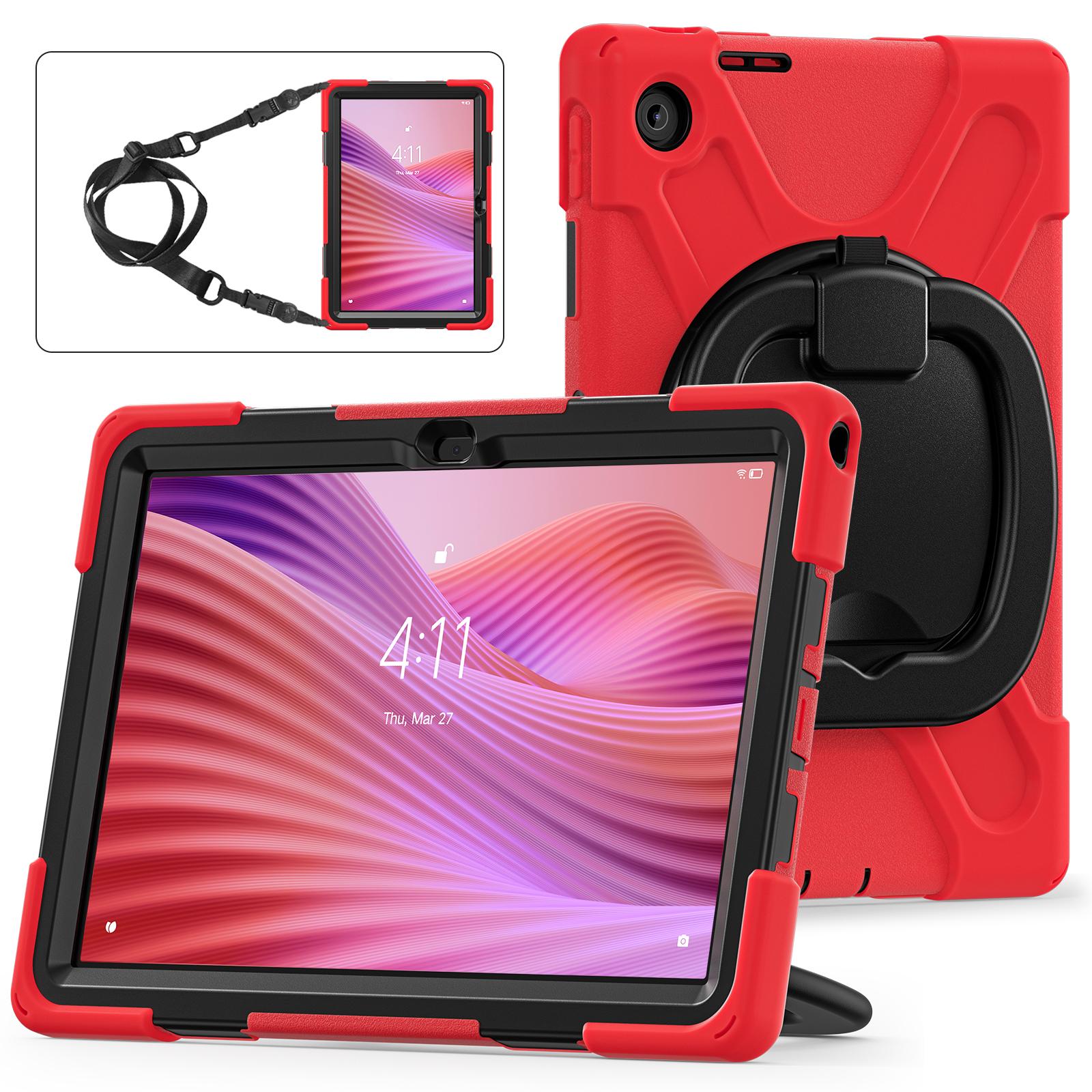 

360 Rotating Kids Case Universal For Lenovo Tab S10 10.1 2025 K10C TB-311FU TB-311XU Heavy Duty Stand Cover With Shoulder Strap Tab10.1 2025 TB311XU красный