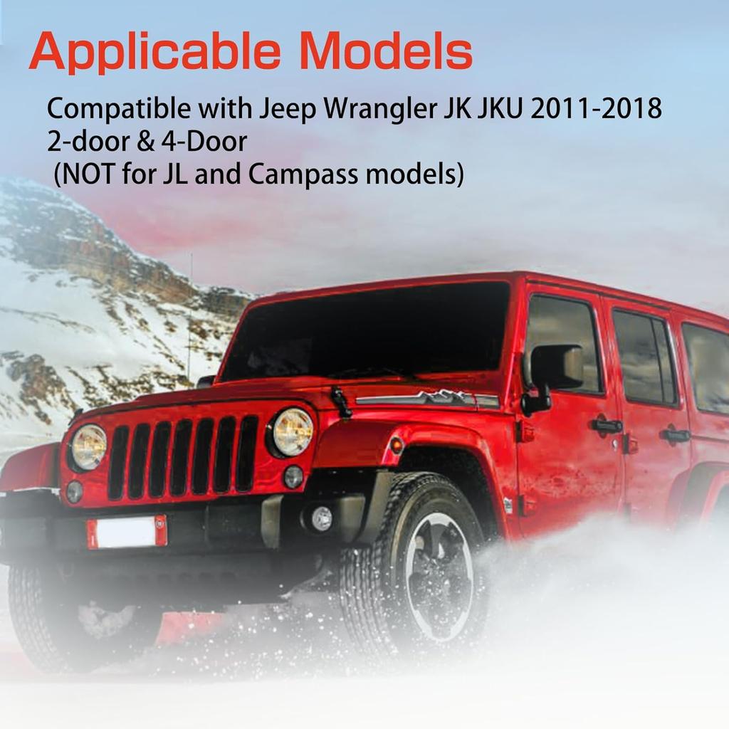 26PCS Full Set Interior Trim Kit Compatible With Jeep Wrangler JK JKU 2011-2018 2&4-Door Inner Center Console Trim, Door Handle, Cup Holder Cover