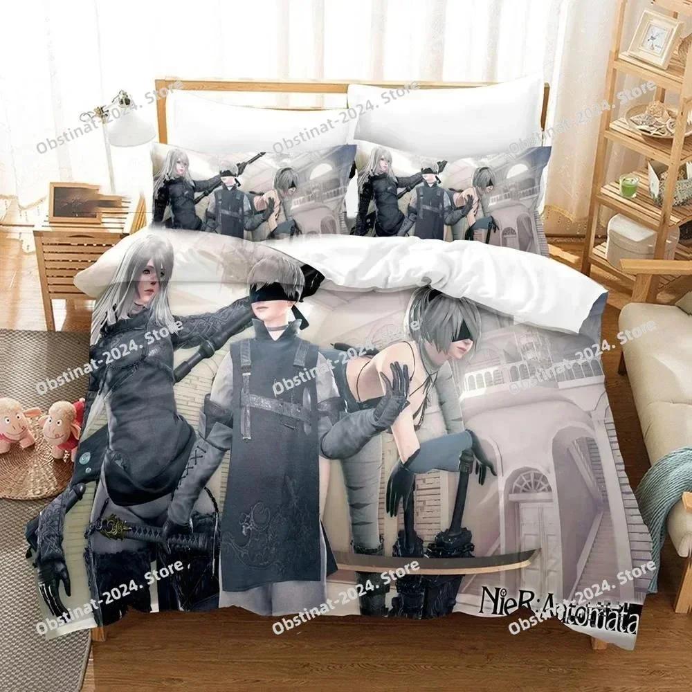 3D Game NieR Automata YoRHa No.2 Type B 2B Bedding Set Printed single Comforter Duvet Cover Pillow Case 3 Pieces Kids Adult Size