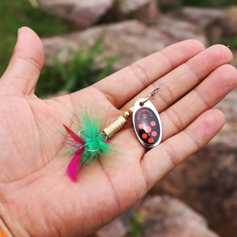 Rotating Spoon Boxed Kit Lure Fishing Lures Metal Fish Hooks Bass Trout Perch Pikefishing Sequins