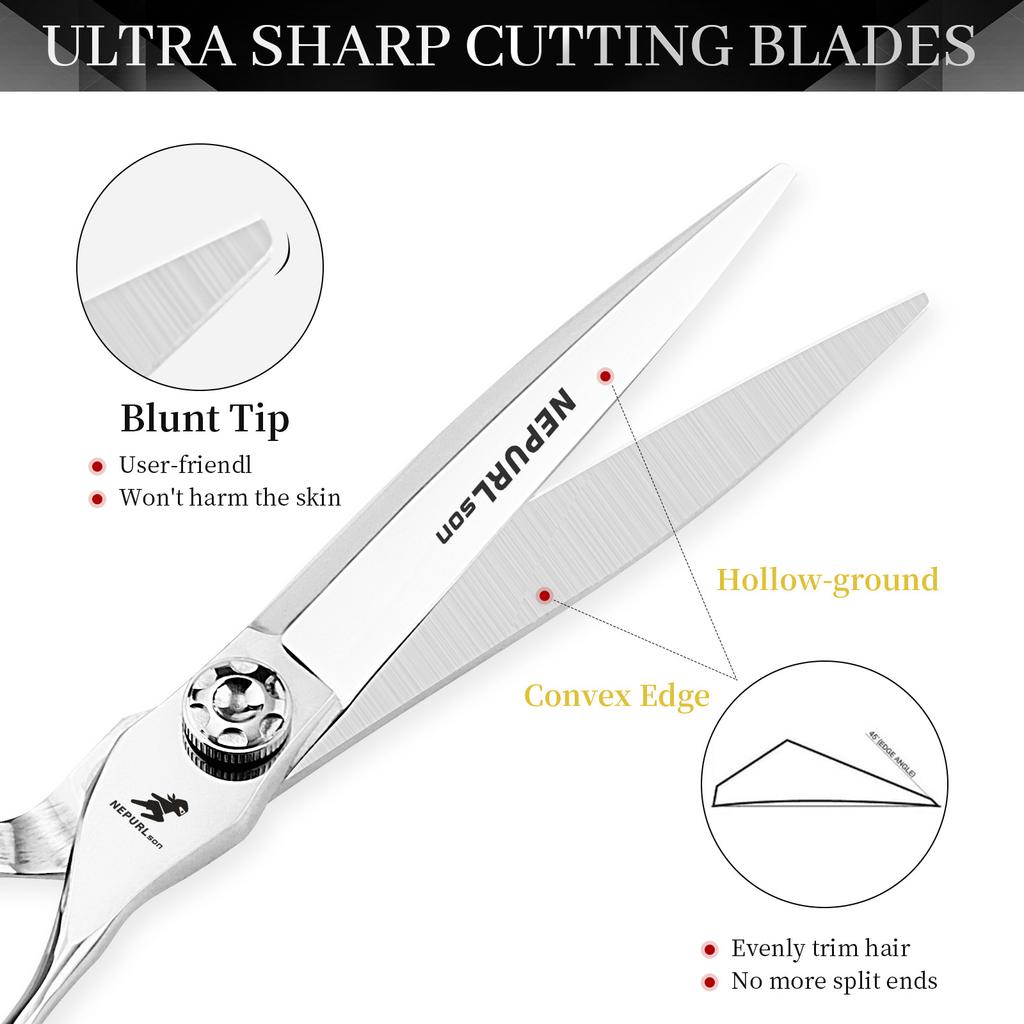6.0 Inch Nepson Thick Ring Handle, Hair Scissors Flat Cutting Tooth Scissors Thin Cutting