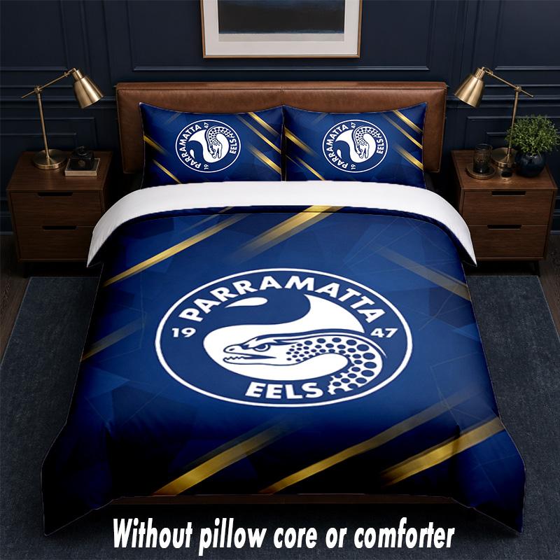 Parramatta Eels Design Bed Bedding Set 1 Duvet Cover + 2 Pillowcases Soft Breathable Household Bed Linens
