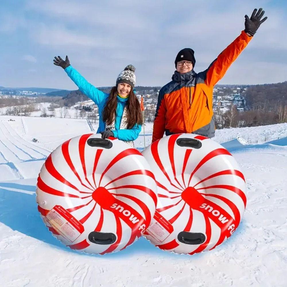 PVC Snow Sledge with Handle Sledding Tube Practical Inflatable Ski Ring  Ski Mat Toy