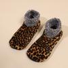 Women's Winter Warm Fleece Leopard Pattern Ankle Socks - Comfortable Indoor and Outdoor, Animal Pattern Home Casual Socks, Soft and Warm Floor Socks