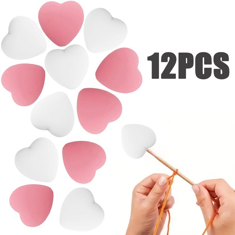 8/10/12PCS Multicolor Heart Stitch Needle Tips Stoppers Silicone Knitting Needle End Caps Cute Knitting Needle Point Protectors