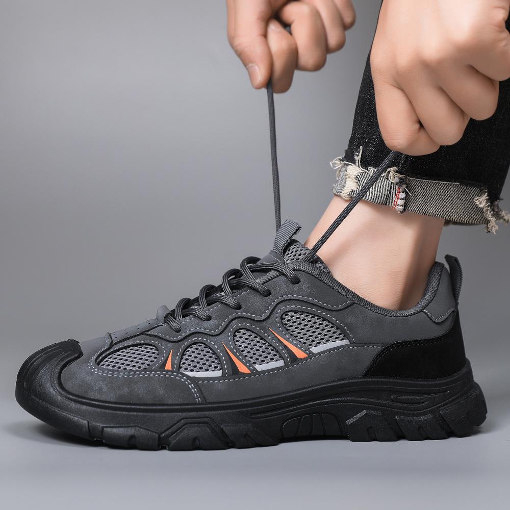 Shoes Men's Summer Hollow Soft-soled Casual Men's Shoes Sports Shoes Thick-soled Mesh Breathable Mountaineering Shoes Outdoor Tooling Shoes