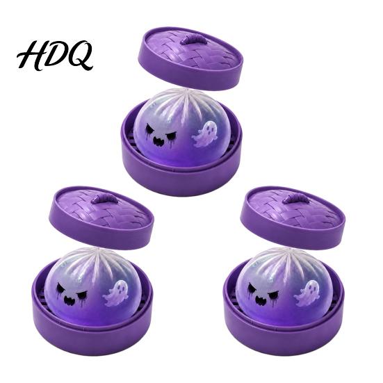 Anxiety Relief Sensory Toys 1/2/3Pcs Purple Ghost Dumpling Squeeze Toy, Halloween Steamed Bun Toy Stress Clear Ball Fidget Decompression