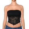 Crop Top a Tubo Trasparente Floreale in Pizzo da Donna