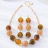 European Retro Holiday Style Two-Tone Acrylic Jewelry Set: Water Drop Earrings & Necklace