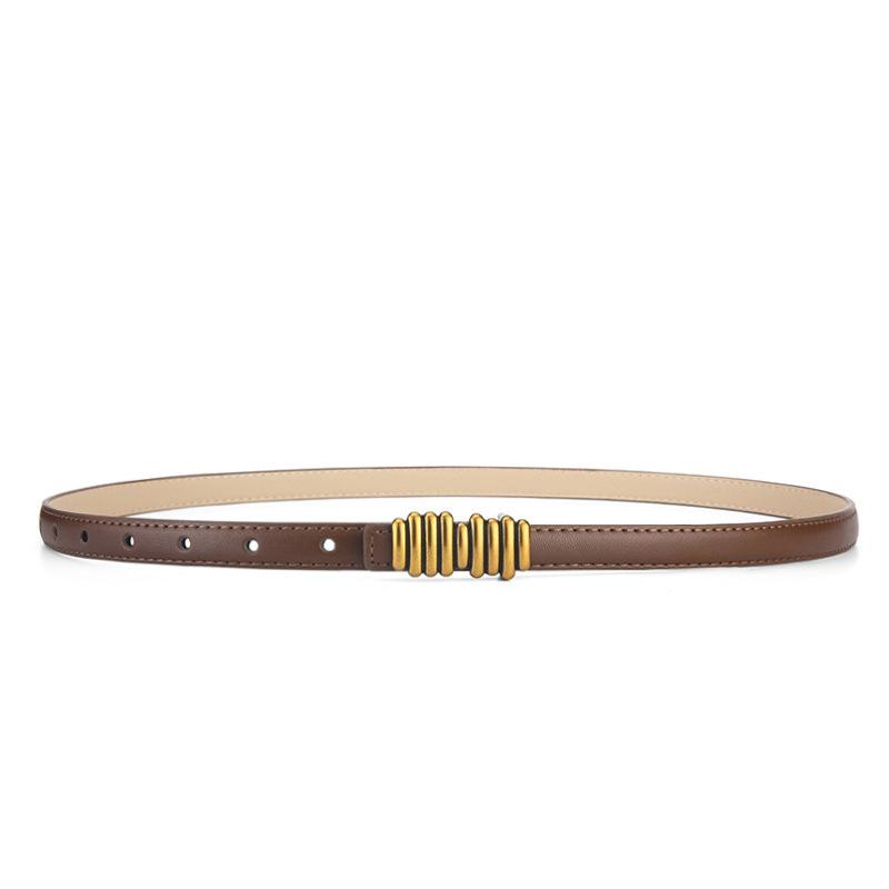 

Тонкий ремень Женский Декоративный Пояс Элегантный Банкетный Гладкая Пряжка Кожаный Ремень 105cm темно-коричневого