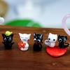 Glass Black Cat Miniature Tiny Colored Glass Cat Ornament Cute Mini Kitty Figurine for Desktop Bookshelf Fairy Garden Micro Landscape Decor