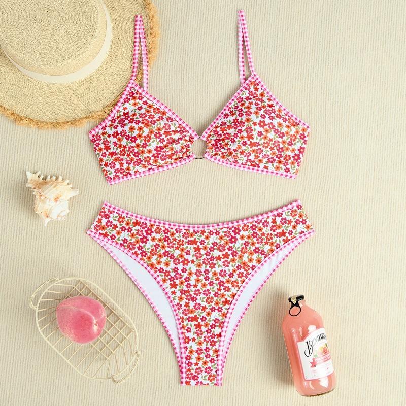 Women's New Small Floral Triangle Cup Sexy Bikini Swimsuit
