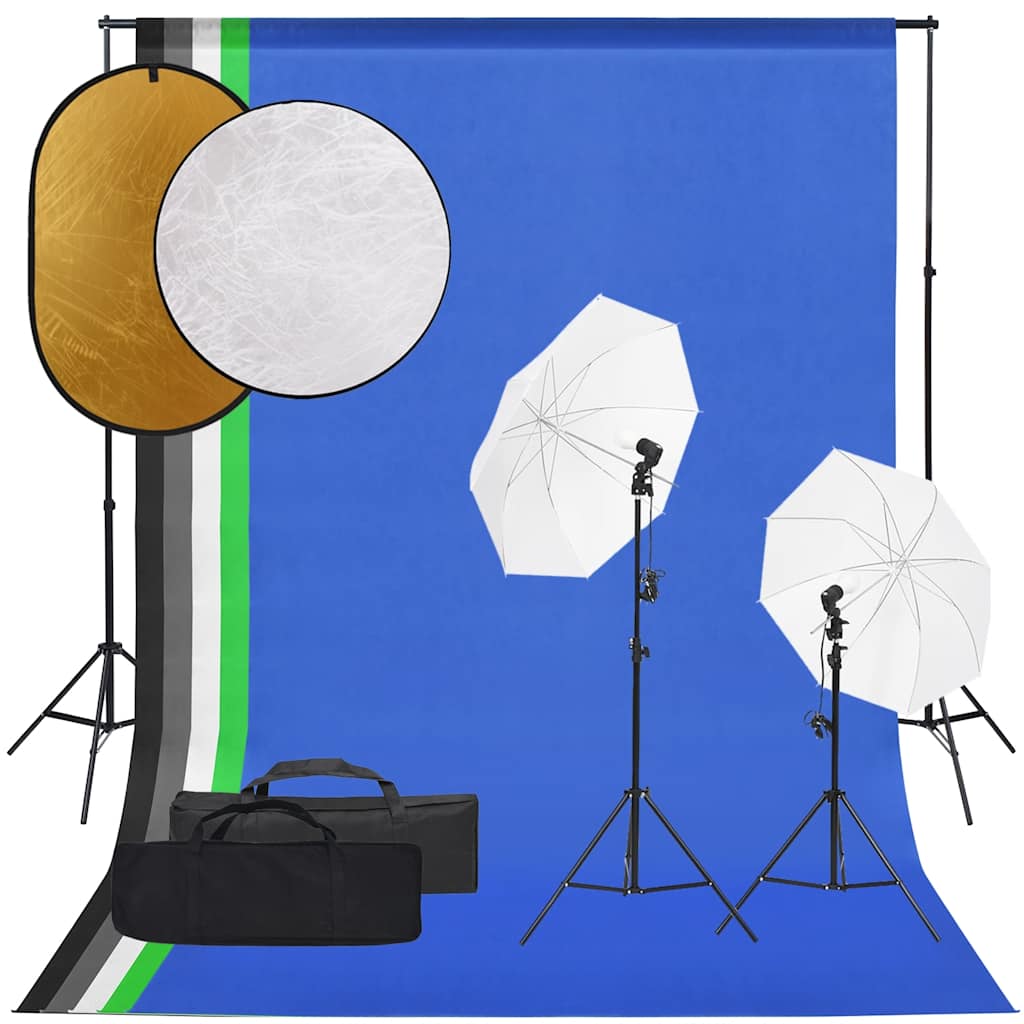 Vidaxl Studio Set With Lamps, Backdrops, and Reflectors