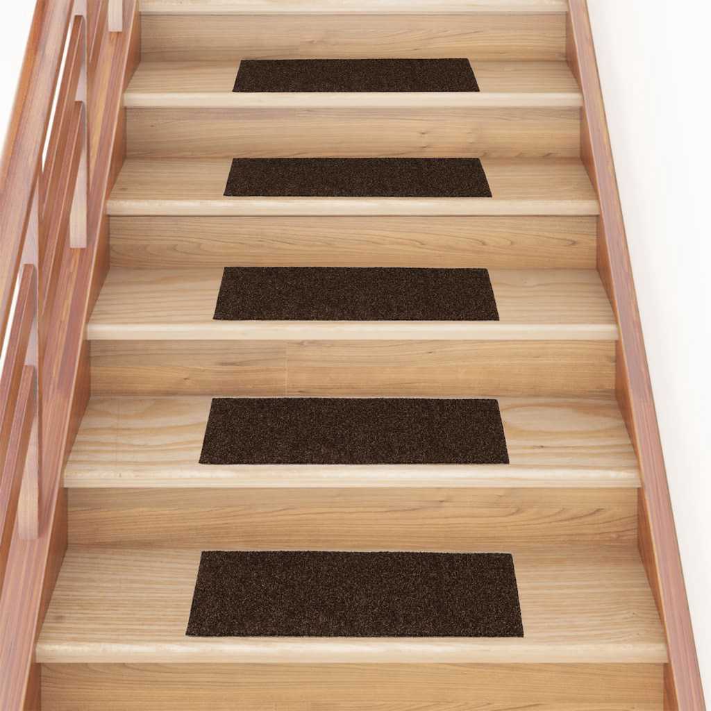 Self Adhesive Stair Treads 15 Pcs 60 X 25 Cm Brown Rectangular