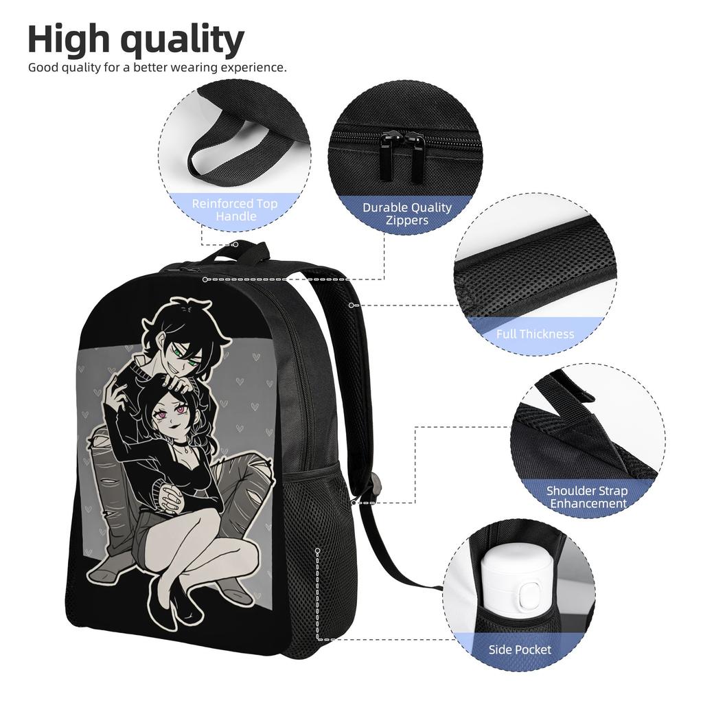 Game Characters Andy And Leyley Backpack Men Large Backpacks Polyester Funny High School Bags Travel Custom Rucksack