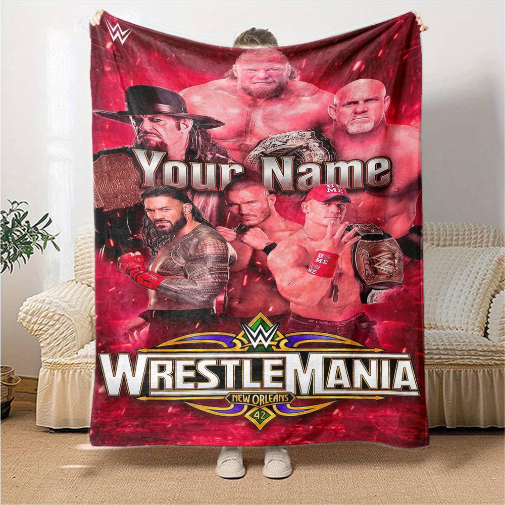 Wrestlemania Customize Your Name Blanket Gift Personalized Blanket Warmthful Decor Suitable for Home Decor Livingroom Bed Sofa All-Season Use