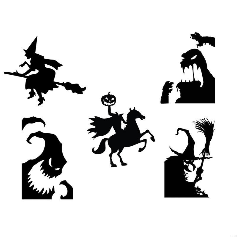 62KD Halloween Window Clings Static Electricity Black Halloween Decorations Stickers Decals Double Sided Skull Reusabl