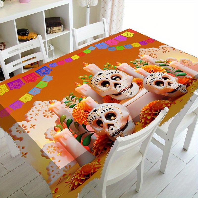 Marigold Sugar Skull Rectangle Table Cloth for Table Decor Kitchen Dining Waterproof Reusable Tablecloth for Table Wedding Party