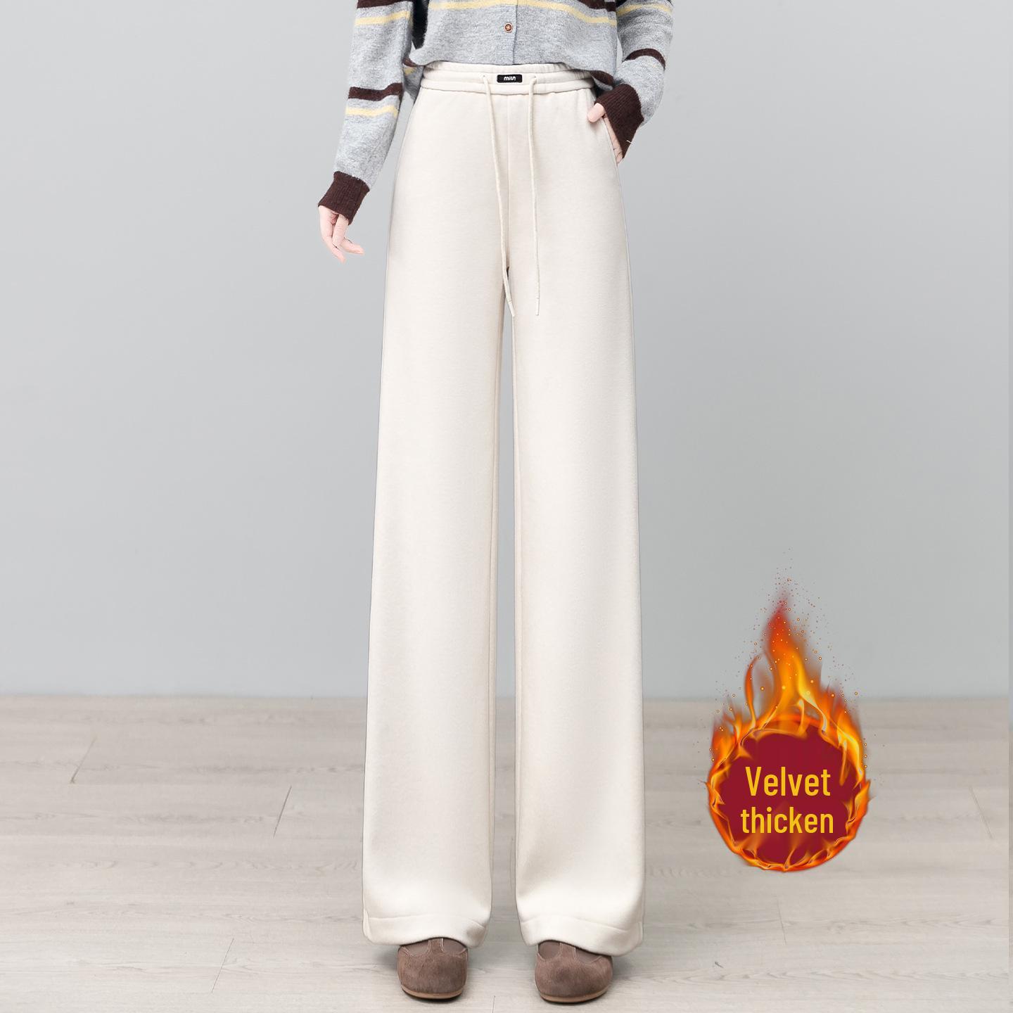 

Women s 2025 Elastic Waist Straight-Leg Velvet Pants, Thickened, Slimming, Flaw-Hiding, and Stylish for Autumn/Winter 27/M [95-105 lbs]