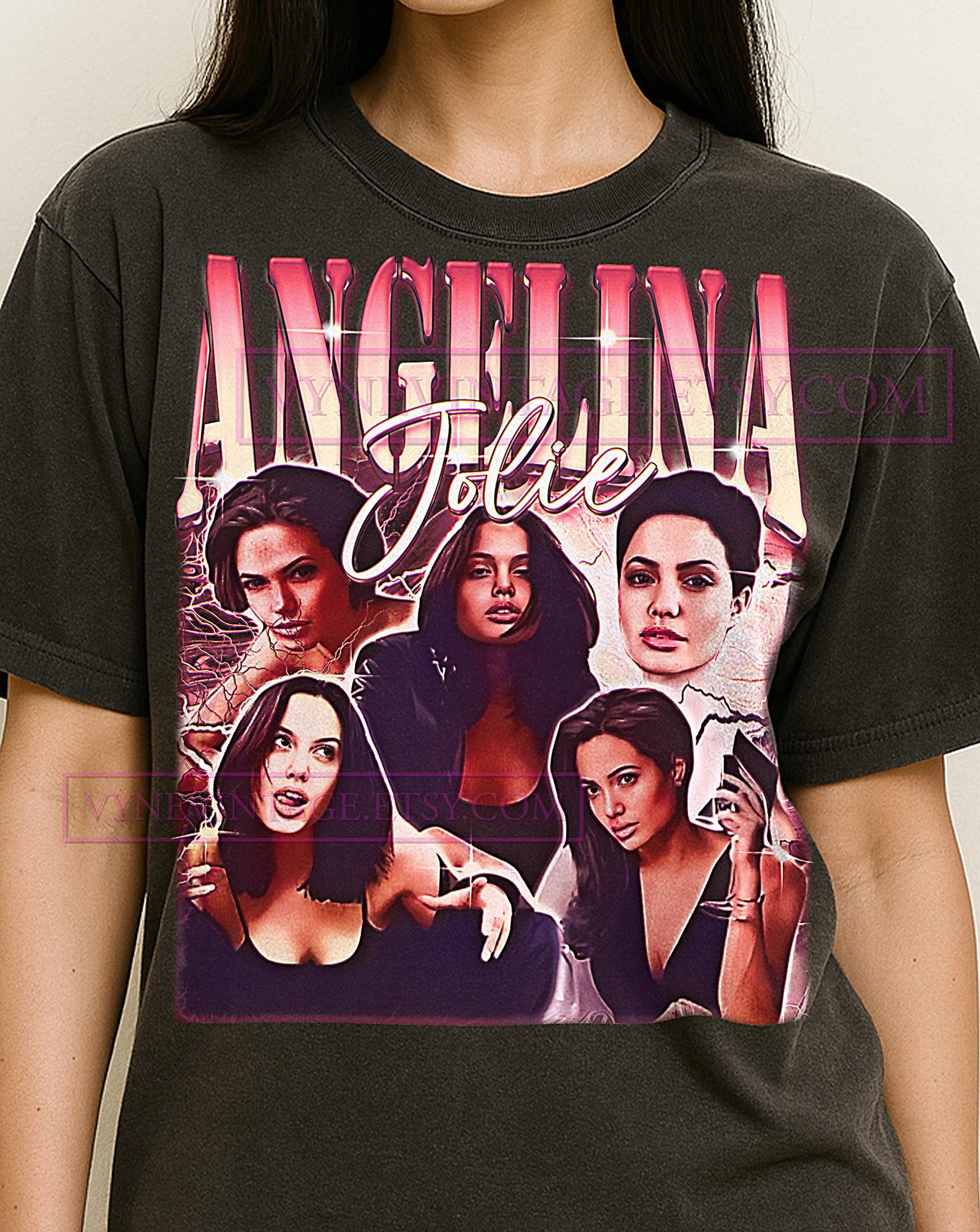 ANGELINA JOLIE T-Shirt, Vintage Actress Star Hollywood Legend Performer Tee, 90s Retro Throwback, Angelina Jolie Sweater S
