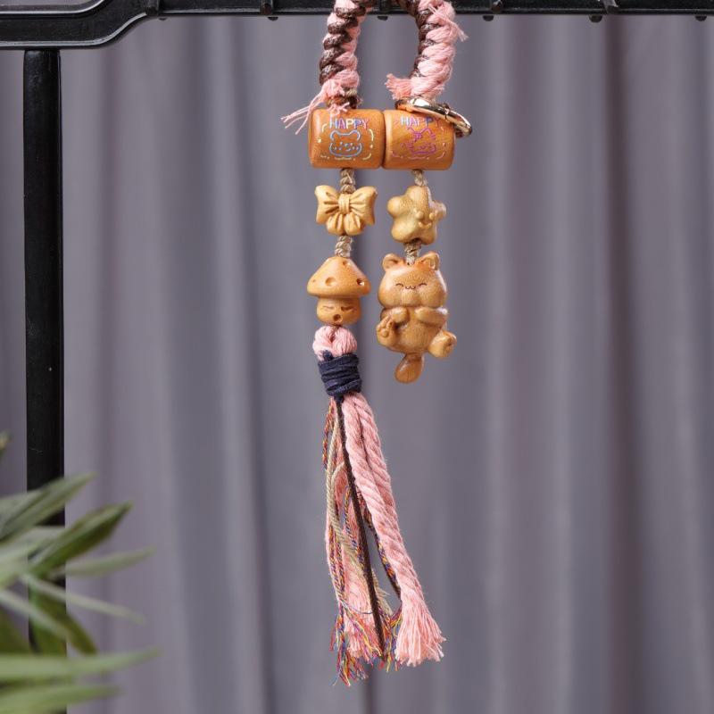 Golden Sandalwood Cute Star Gourd Car Pendant for Peace