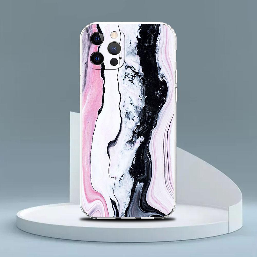 Чехол для Apple iPhone 13 11 12 Pro 7 XR X XS Max 8 6 6S Plus 11Pro Прозрачные Мягкие Чехлы для Телефона Пейзаж Чернила Мрамор iPhone 14