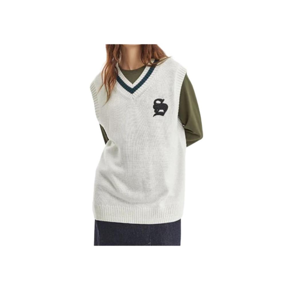 Skechers Casual Embroidered Letter Print Sleeveless Knit Top Unisex Tops Tofu-White L323U070-0211