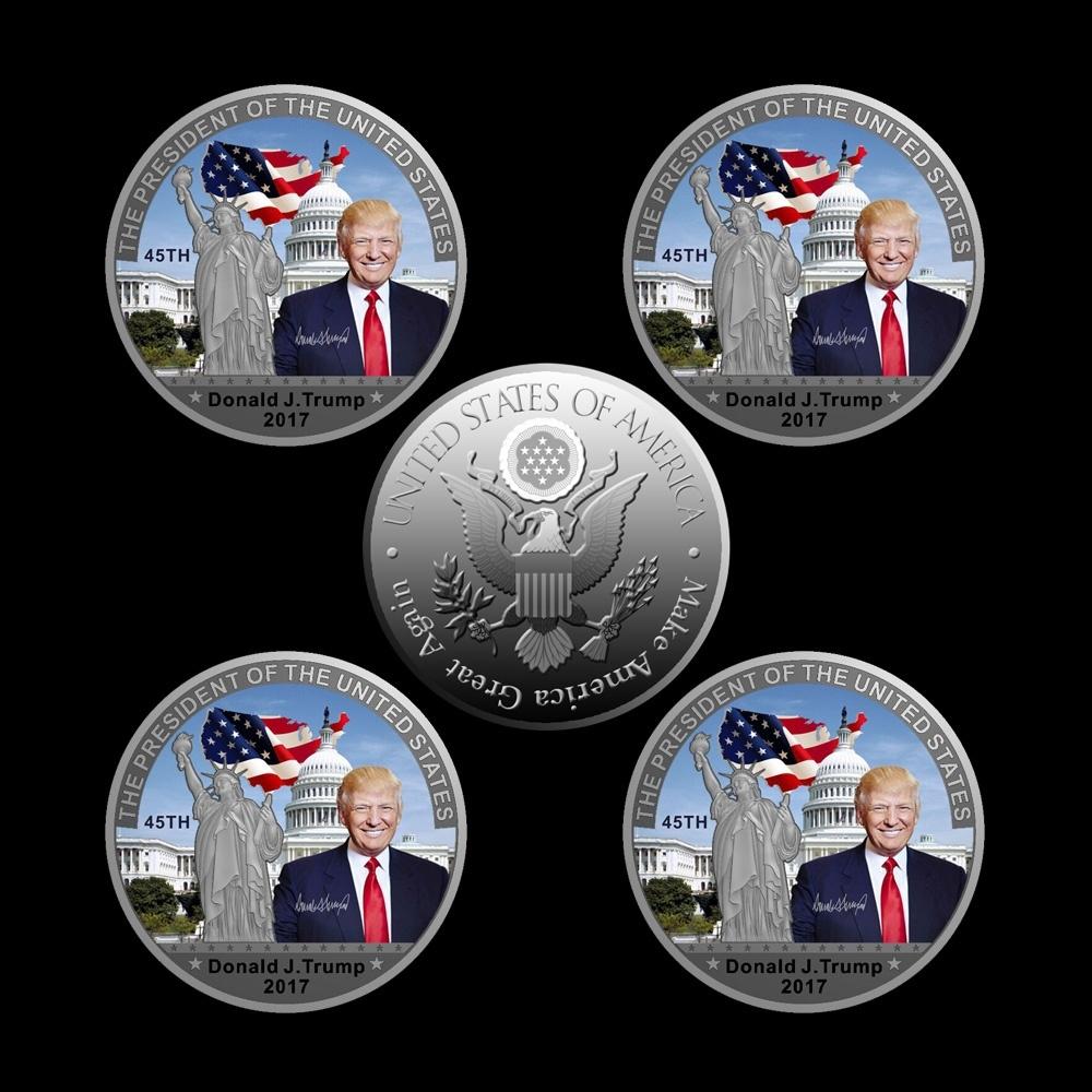 1Pcs Coin American 45th President Donald Trump Coin US White House The Statue of Liberty Silve