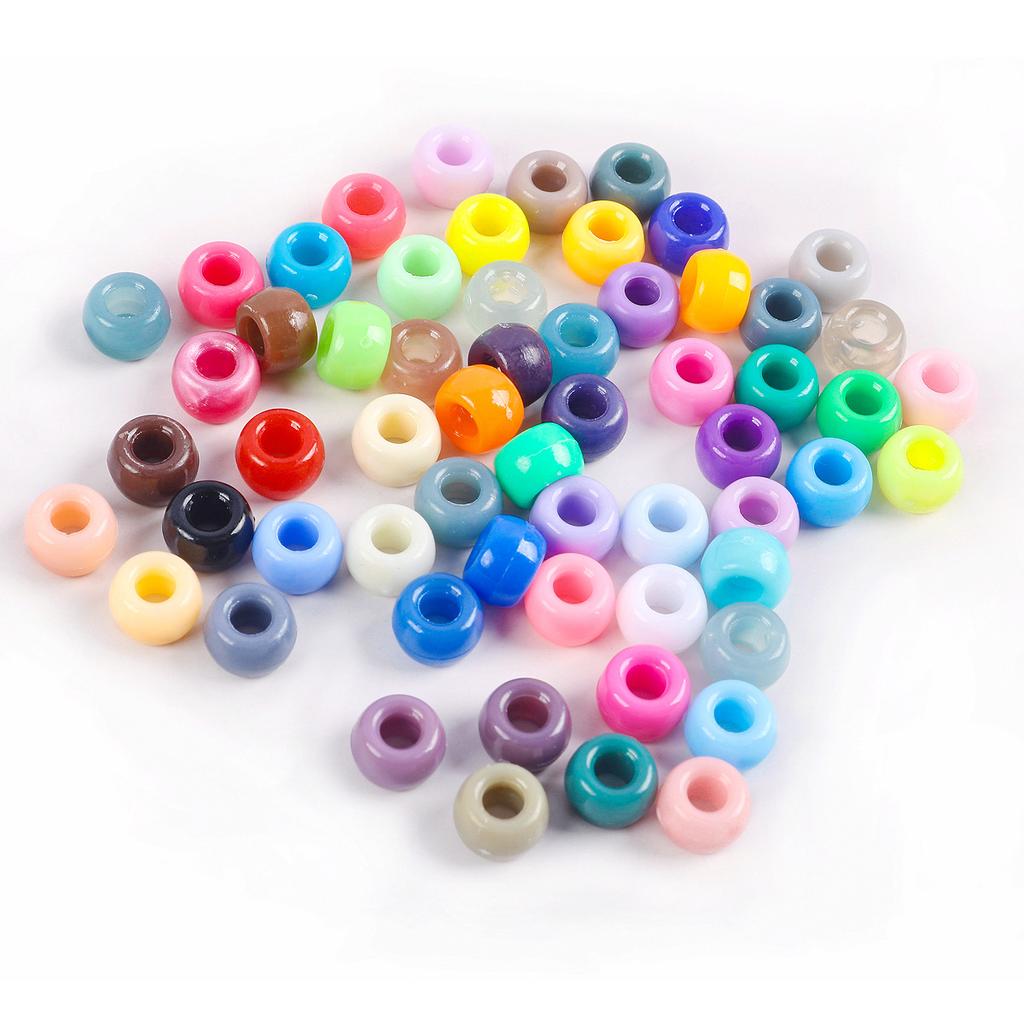 Acrylic Pony Beads Large Hole Beads Dreadlocks Solid Color Bucket Beads Diy Mobile Phone Chain Necklace Loose Beads Jewelry Accessories