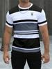 Simple Striped 3D Printed Men's T-shirt, Summer Casual Short-sleeved T-shirt, Street Style Crew Neck Pullover, Men's Loose Clothing