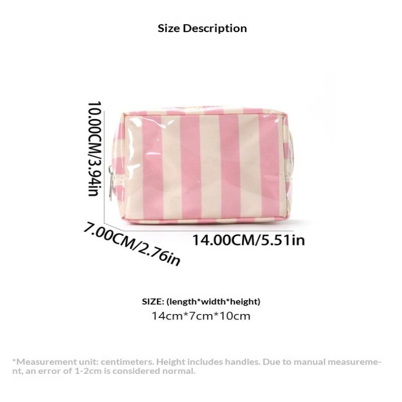 Mini Waterproof PVC Striped Makeup Bag Easy To Clean Travel Toiletry Organizer for Kids Teens Adults Use