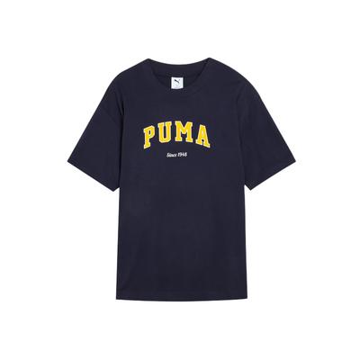 Camiseta Pulôver Simples Confortável Varsity Manga Curta Masculina Tops Azul-Marinho 634353-14