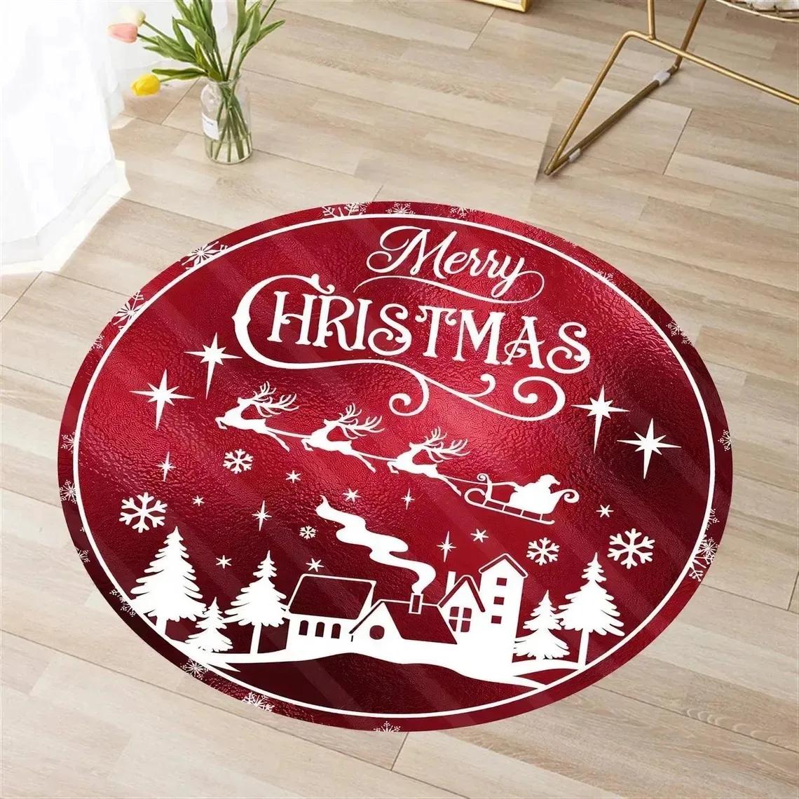 

Winter Forest Reindeer Round Rug – Snowy Scene Holiday Carpet for Living Room & Bedroom Festive Floor Decor Diameter 60cm