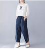 Korean Style Embroidered Cotton Linen Round Neck Mid-Sleeve Plus Size Women's T-Shirt