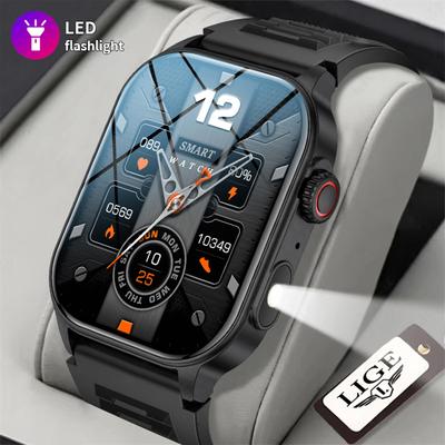 LIGE KM02 Men Watch Outdoor Flashlight IP68 Waterproof Smart Watch Men Heart Rate Sport Smart Watches