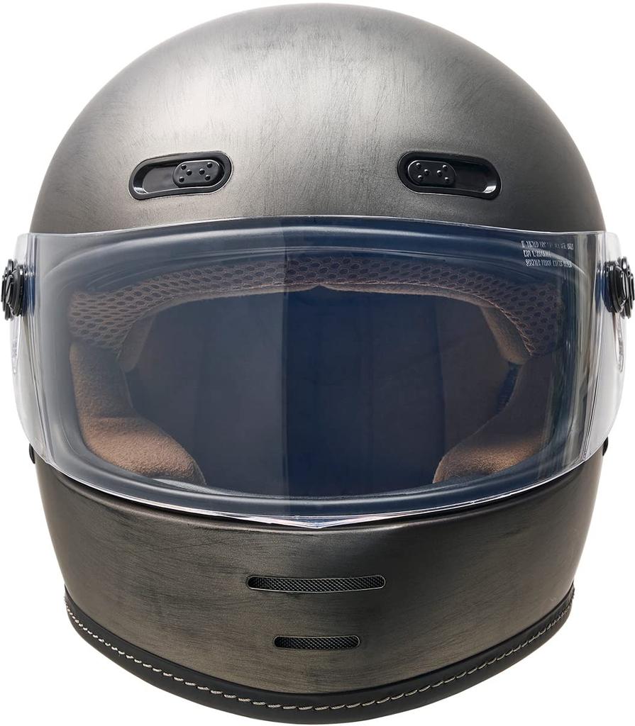 Marushin Motorcycle END Flat Scratch Size L MNF1 (MARUSHIN) Neo-Retro Full-Face Helmet, MILL, Gray, (59-60cm), (Product Code 2001331)