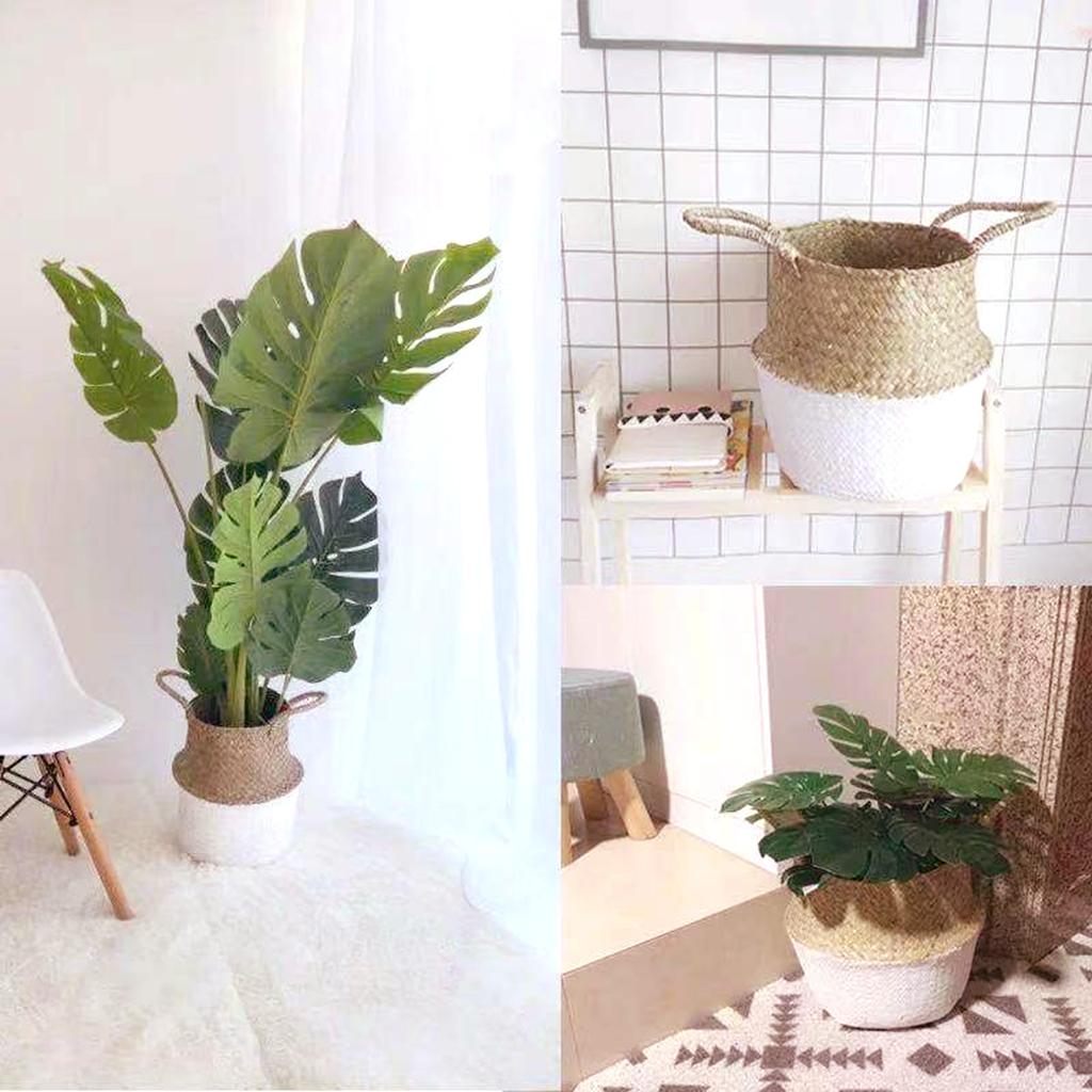 Rattan Baskets Foldable Weaved Storage Baskets With Handle Sundries Laundry Storage Containers Home Decoration Accessories
