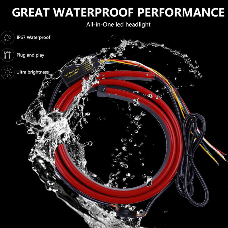 100cm Auto High Mount Brake Stop Lights Car Styling Accessories Additional Brake Lamp Warning Turn Signal LED Strips 12V Red