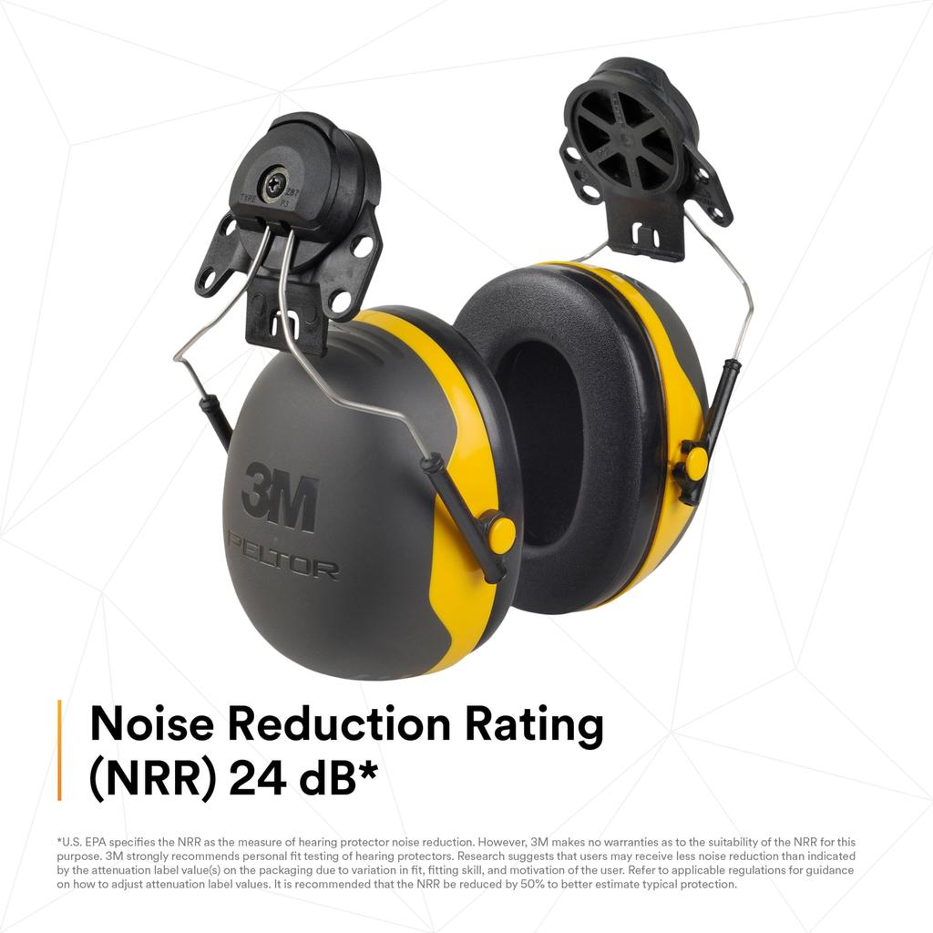 3M Peltor X2P3E NRR 24 One Size Fits X2P3E of by 3M X-Series Cap-Mount Earmuffs, dB, Most, Black/Yellow (Pack 1)