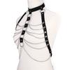 Catena body harness in pelle nera per donne e ragazze Catena per il corpo sexy Gioielli per feste Punk Accessori Festival Rave Gotici