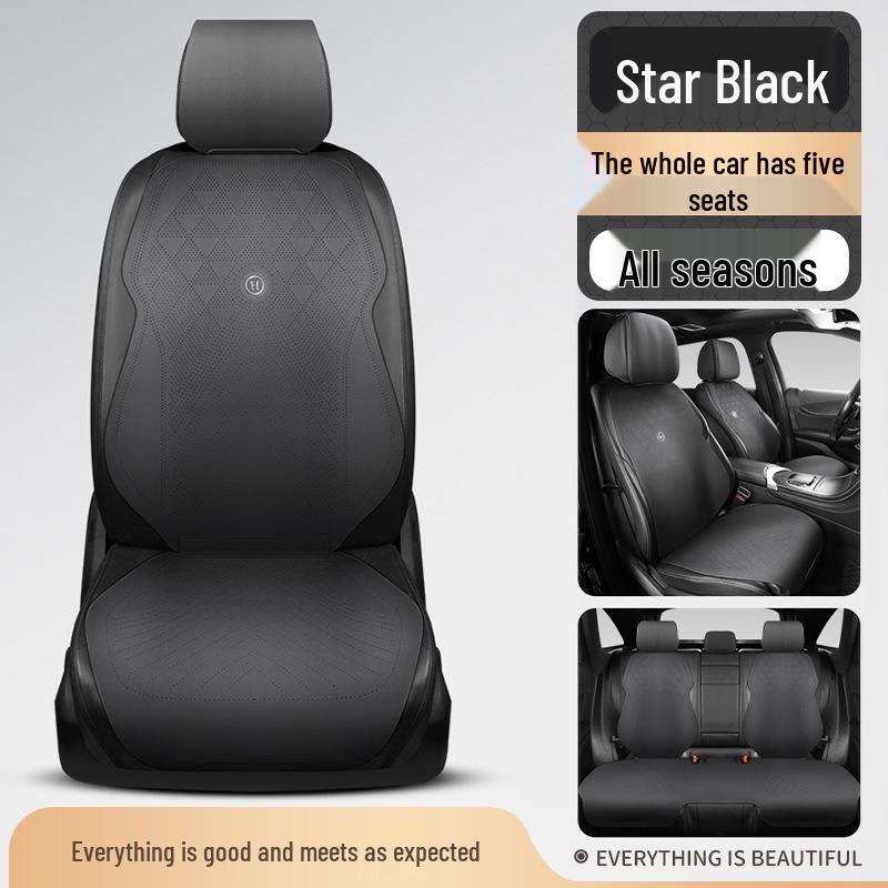 Universal Suede Car Seat Cushion Set - All-Season, Three-Piece, Summer-Ready, Thin Cushion with Lumbar Support.