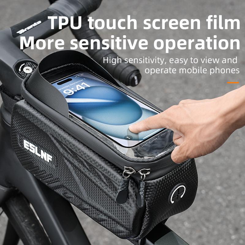 ESLNF Touch Screen Bike Pouch Top Tube Bag Hard Case Waterproof Front Frame Bicycle Phone Bag EVA Bicycle Bag