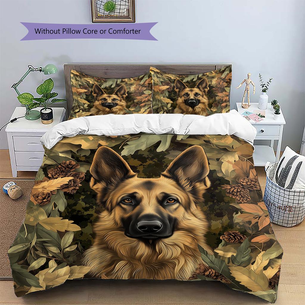 German Shepherd Pattern Bedding Home Decoration Birthday Gift (1 * duvet cover + 2 * pillowcase, without core)