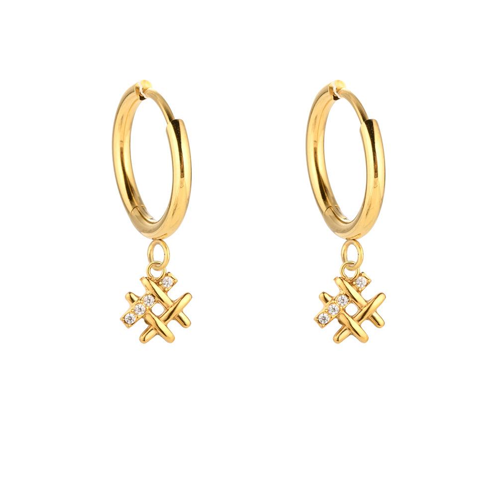 925 Sterling Silver Commuter Versatile Earrings 18K Gold Zircon Earrings Clover Sun Pendant Ear Buckles