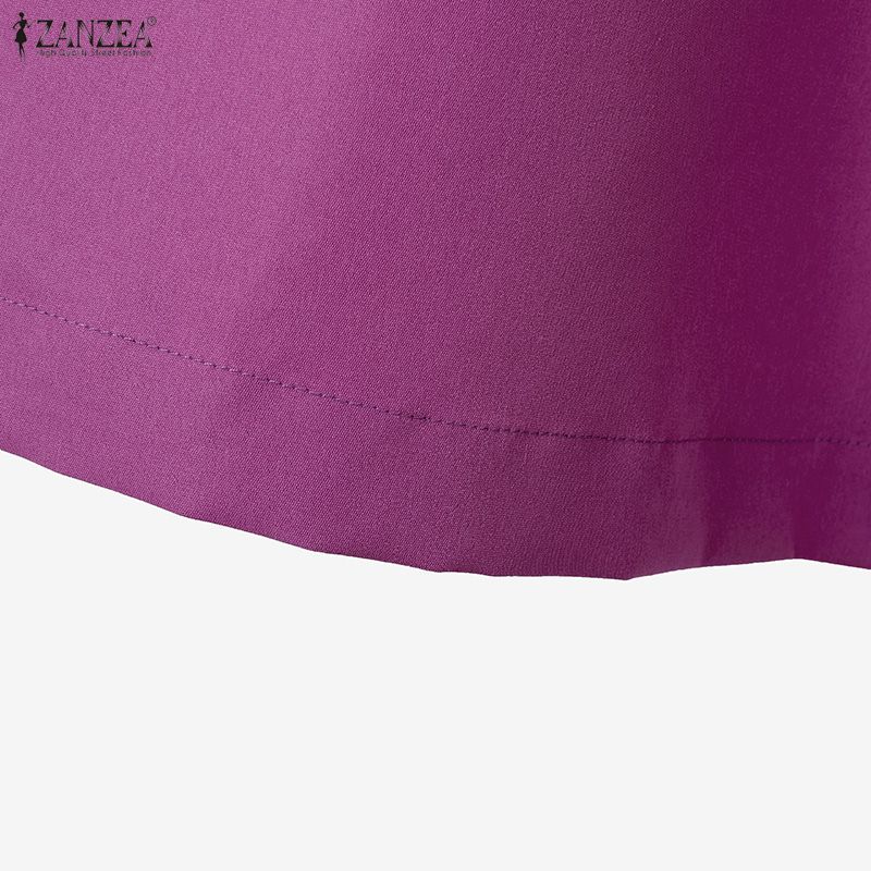 ZANZEA Women Casual Round Neck Loose 3/4 Sleeve Blouse