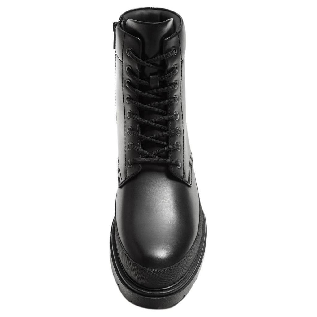 Zara Pu Lace-Up Round Toe Mid-Calf Martin Boots Men Boots Black 12005420